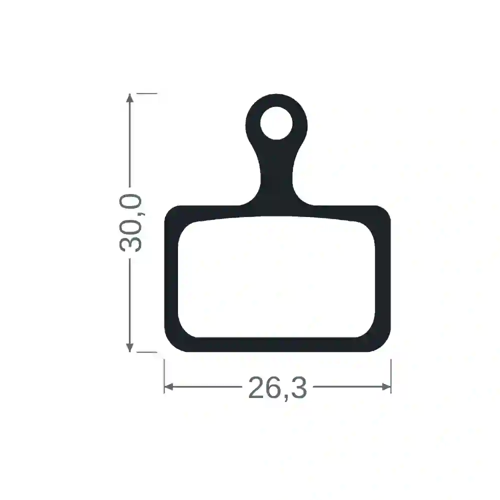 Bremsbelagform Shimano XTR - Ultegra - GRX - Dura Ace: 26,3 × 30,0 mm, Dicke 4,0 mm